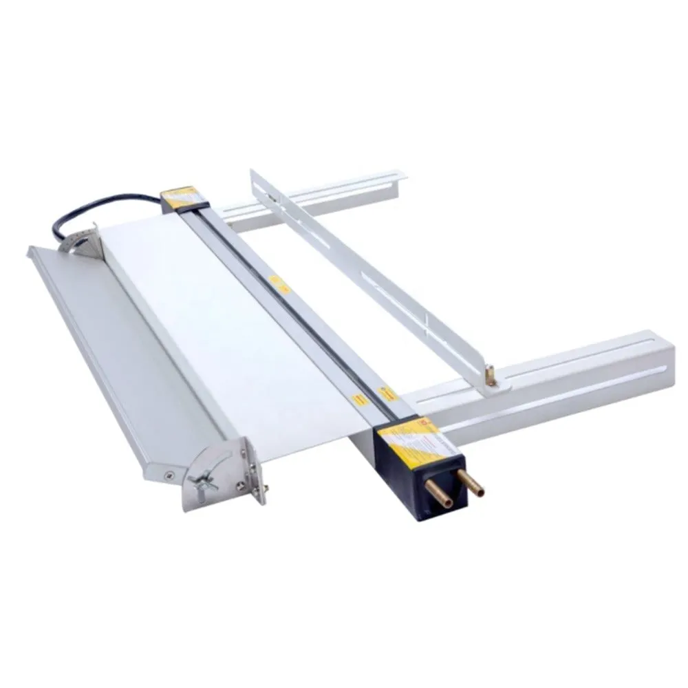Máquina dobladora de acrílicos manuales de plástico y PVC, con calentador y posicionamiento de longitud y ángulo.