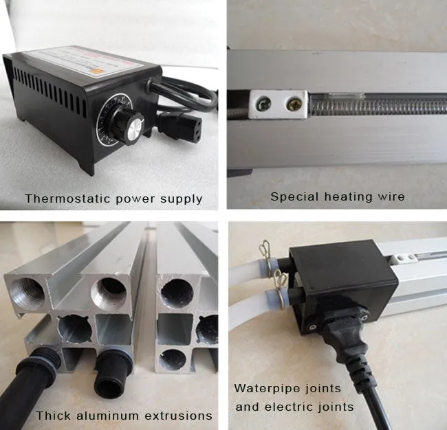 Máquina dobladora de acrílicos manuales de plástico y PVC, con calentador y posicionamiento de longitud y ángulo.