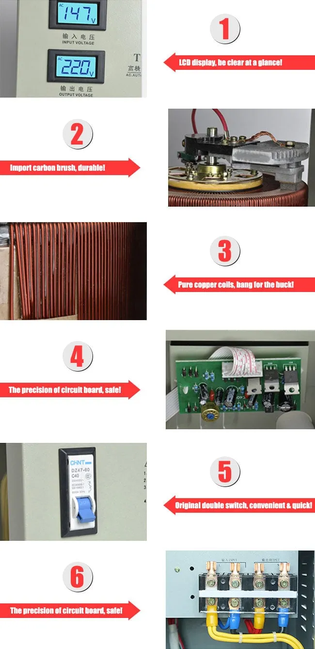 Transformador / Regulador de voltaje totalmente automático de 10/15kW, 220V